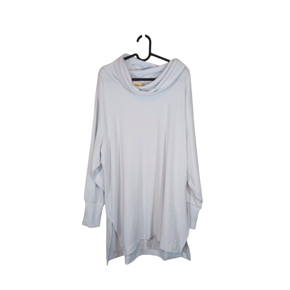 Maeve Anthropologie NWT 1X Blue Cowl Neck Tunic Sweater Oversized - Picture 1 of 5